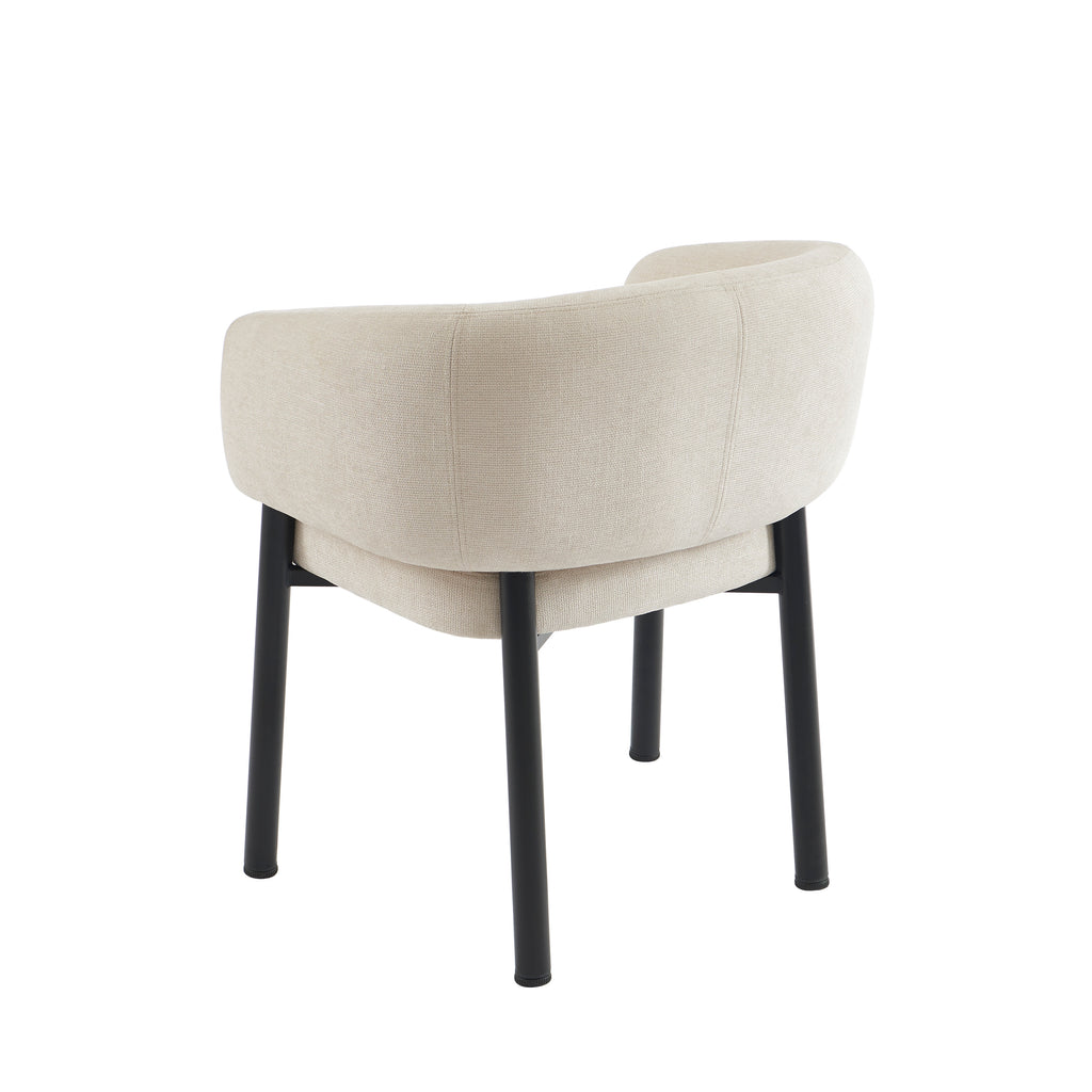 Abelia - Fauteuil De Table - Velours Tramé - Beige