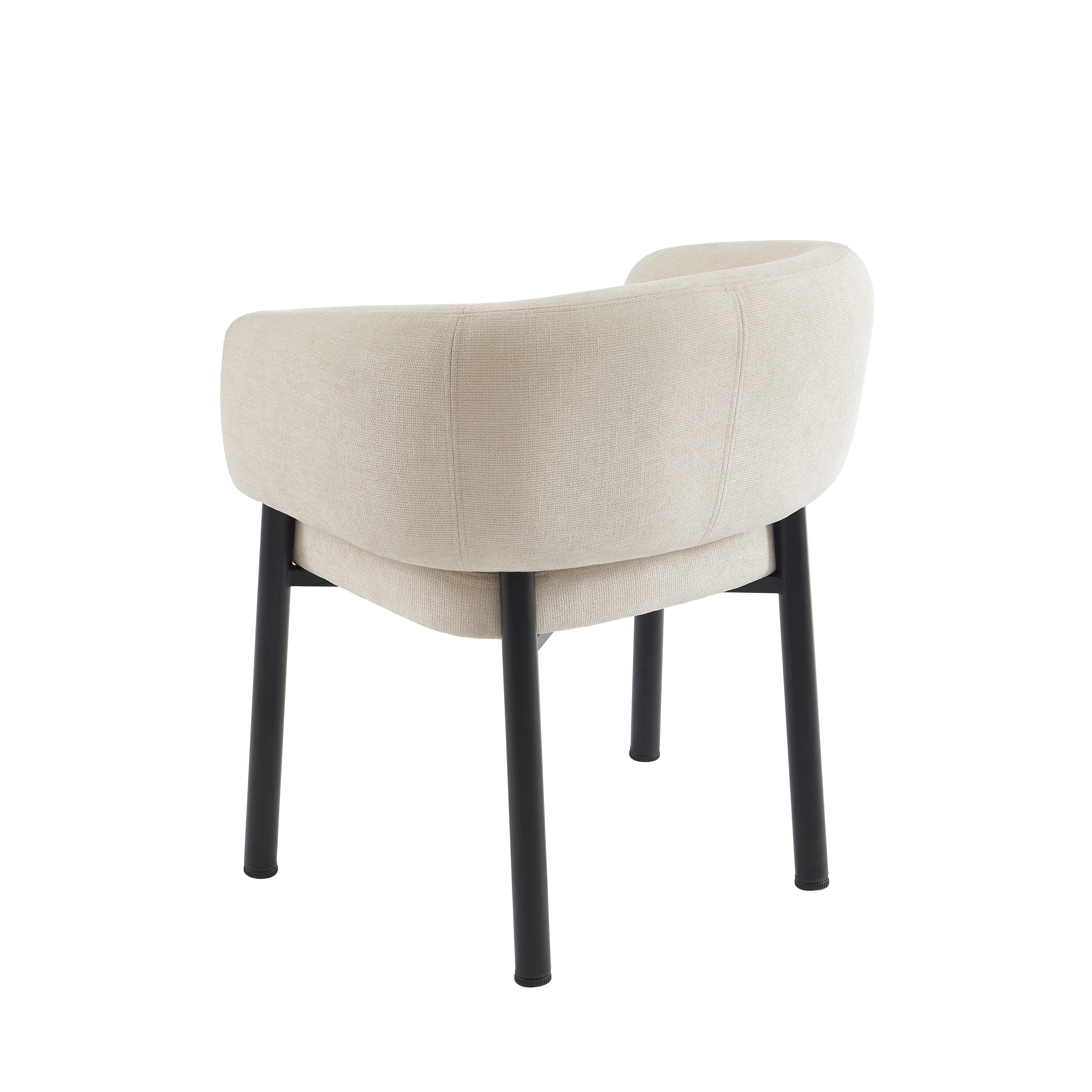 Abelia - Fauteuil De Table - Velours Tramé - Beige