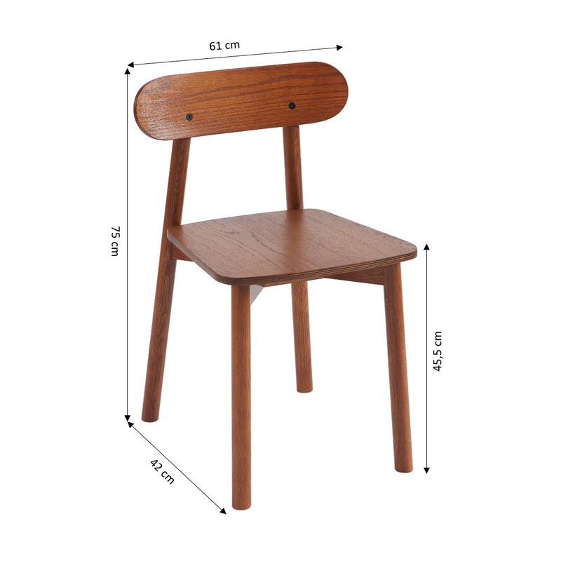 Lot De 2 Chaises Celeste - Chêne Massif Couleur Noyer Et Pieds En Placage Chêne