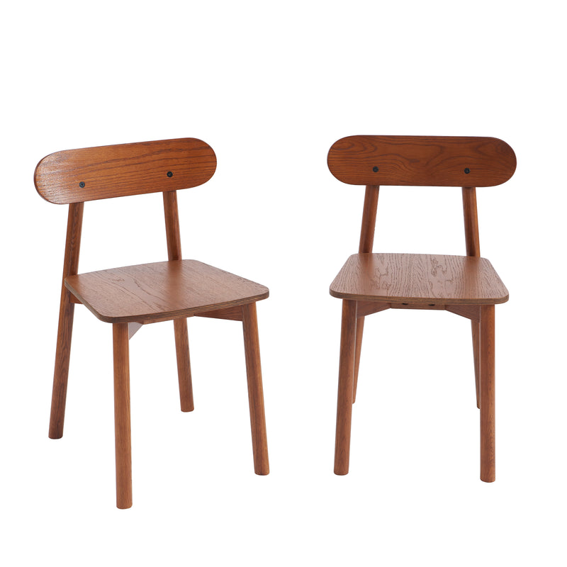 Lot De 2 Chaises Celeste - Chêne Massif Couleur Noyer Et Pieds En Placage Chêne
