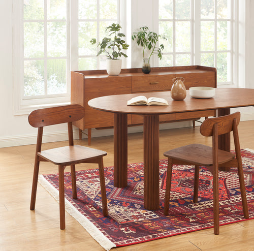 Lot De 2 Chaises Celeste - Chêne Massif Couleur Noyer Et Pieds En Placage Chêne