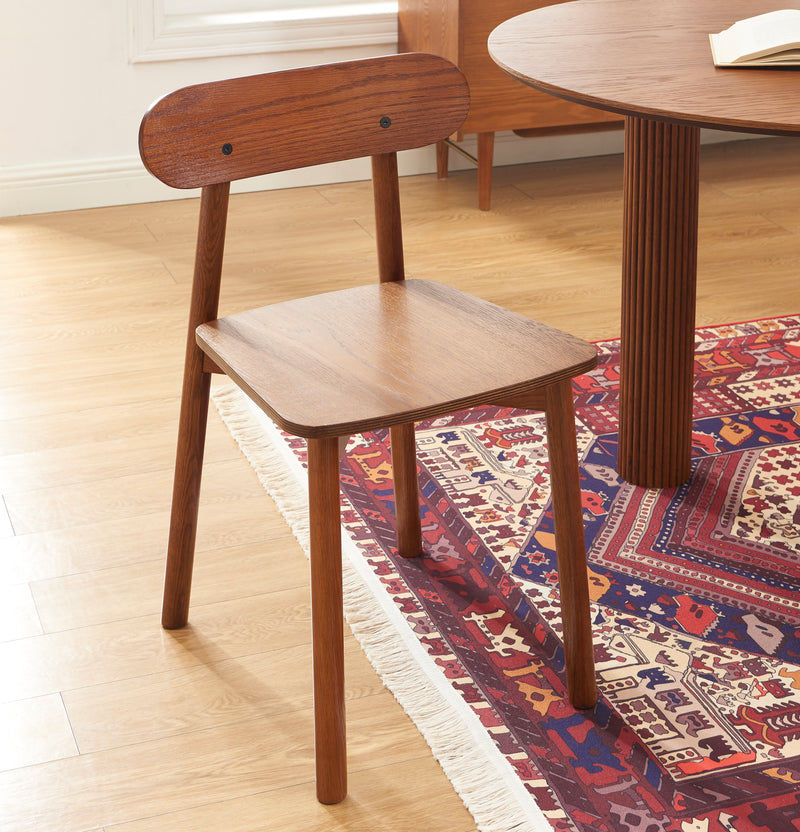 Lot De 2 Chaises Celeste - Chêne Massif Couleur Noyer Et Pieds En Placage Chêne