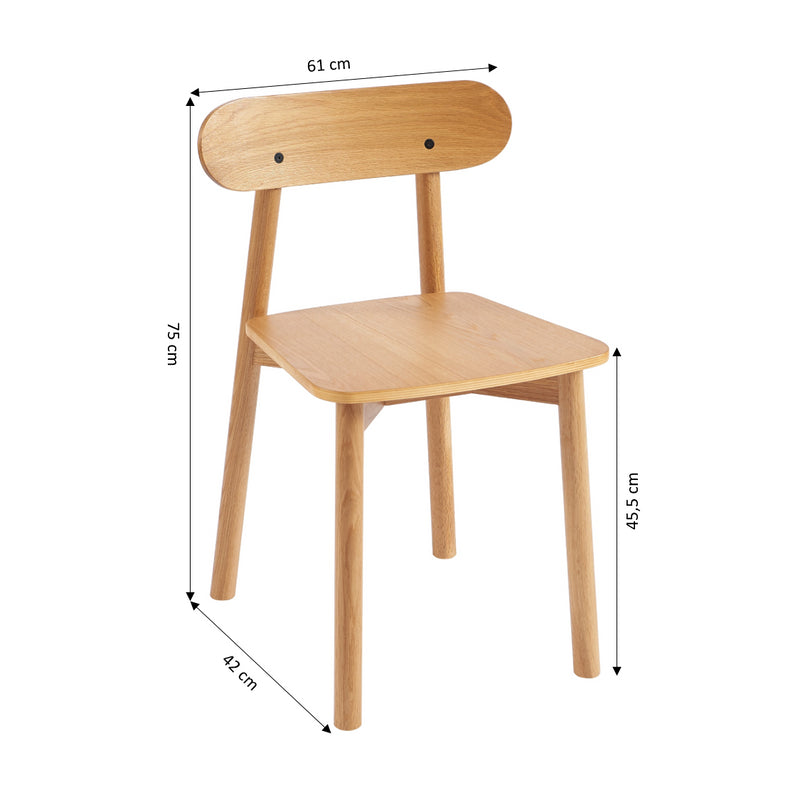 Lot De 2 Chaises Celeste - Chêne Massif Et Pieds En Placage Chêne