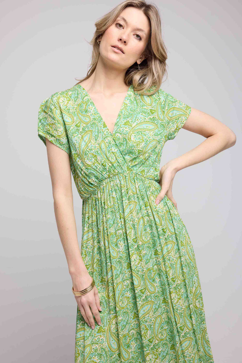 Robe Longue Manches Courtes - Vert