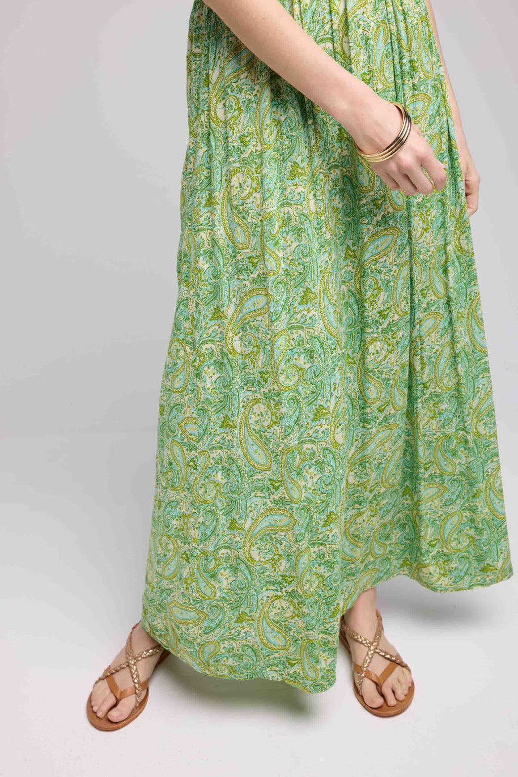 Robe Longue Manches Courtes - Vert