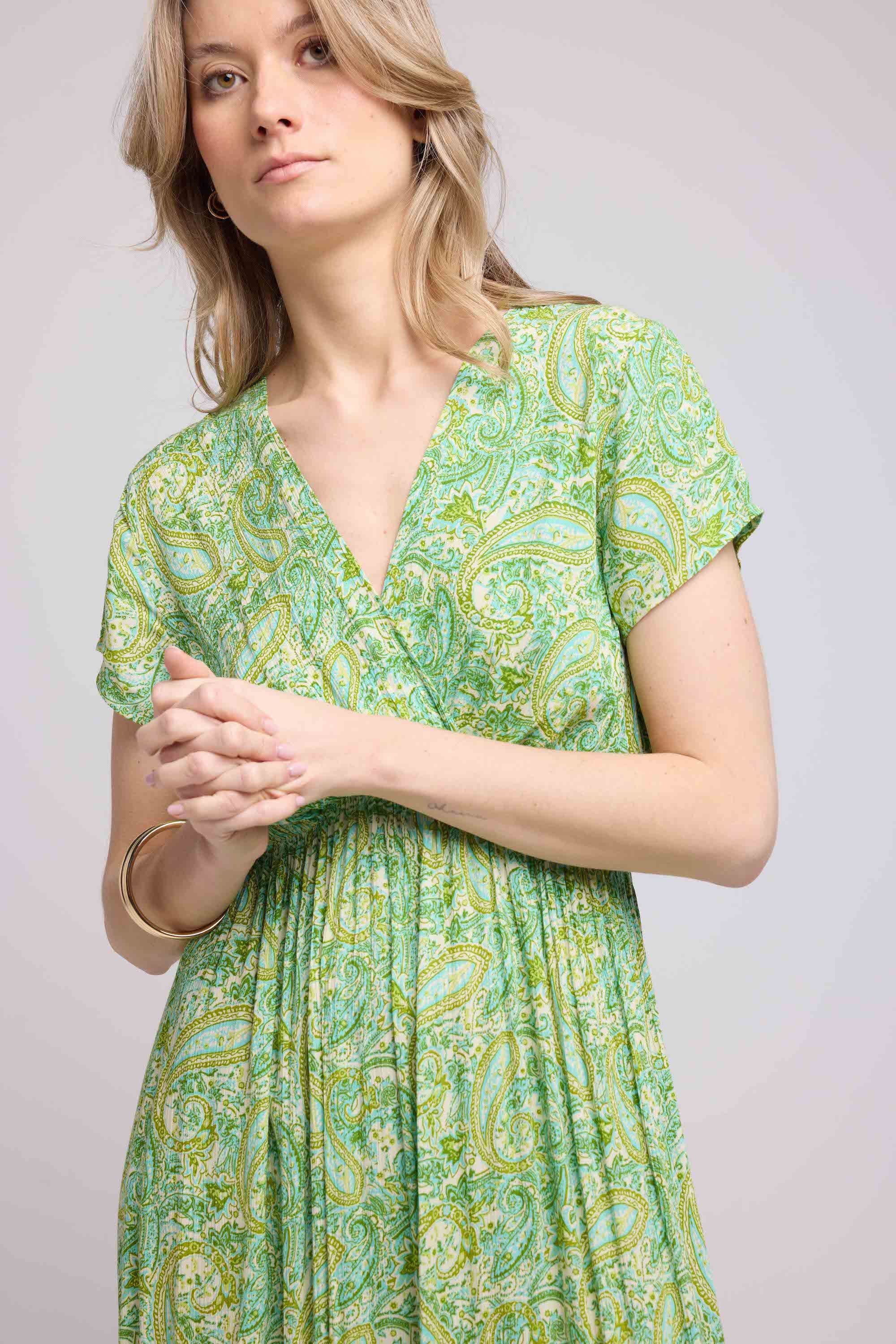 Robe Longue Manches Courtes - Vert