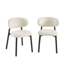 Lot De 2 Chaises Ciara - Bouclette Écrue Et Pieds Métal Noir