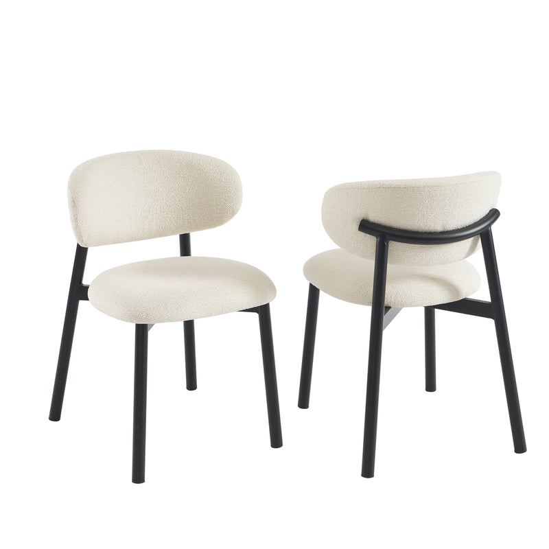 Lot De 2 Chaises Ciara - Bouclette Écrue Et Pieds Métal Noir