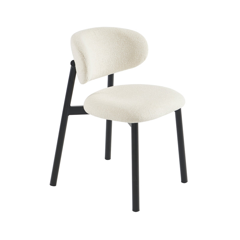 Lot De 2 Chaises Ciara - Bouclette Écrue Et Pieds Métal Noir