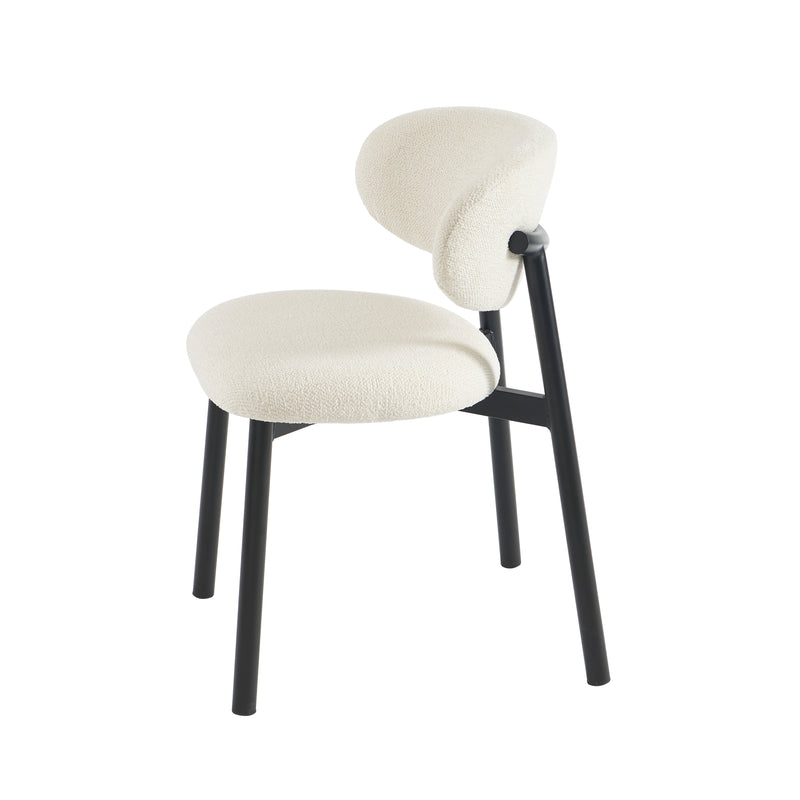 Lot De 2 Chaises Ciara - Bouclette Écrue Et Pieds Métal Noir