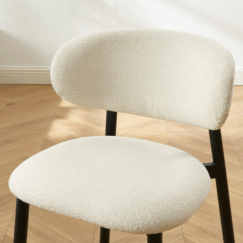 Lot De 2 Chaises Ciara - Bouclette Écrue Et Pieds Métal Noir