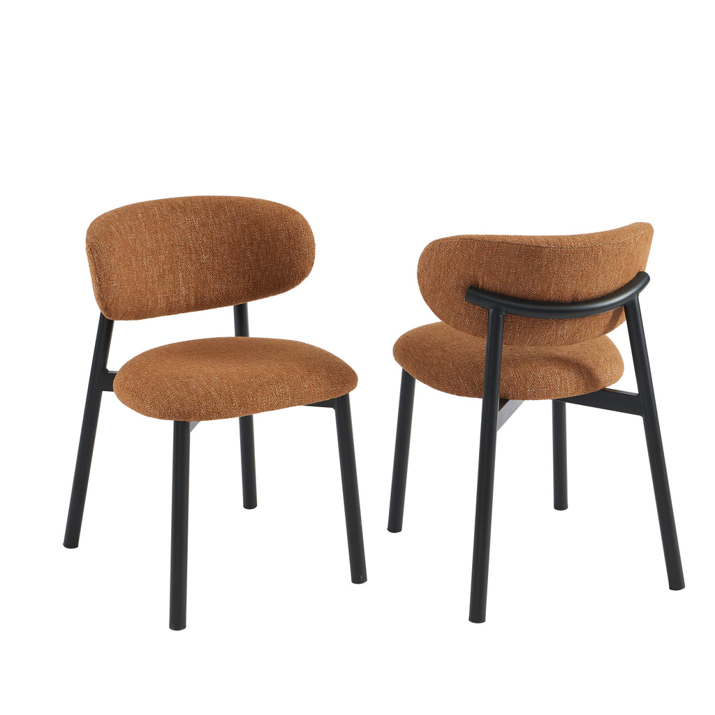Ciara - Chaises - Bouclette - Terracotta Et Pieds Métal Noir