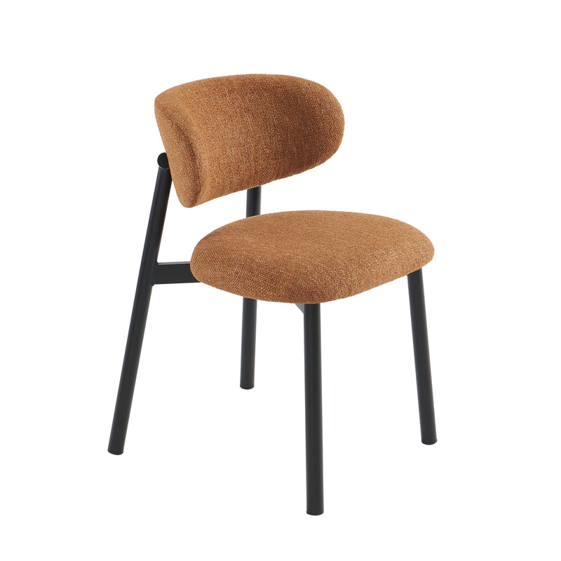 Lot De 2 Chaises Ciara - Bouclette Terracotta Et Pieds Métal Noir