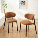 Lot De 2 Chaises Ciara - Bouclette Terracotta Et Pieds Métal Noir