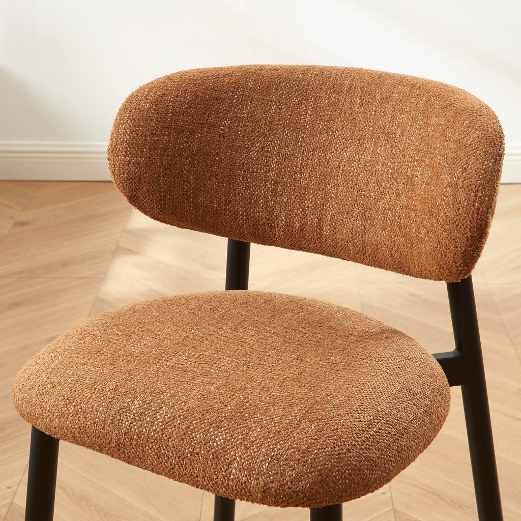 Ciara - Chaises - Bouclette - Terracotta Et Pieds Métal Noir
