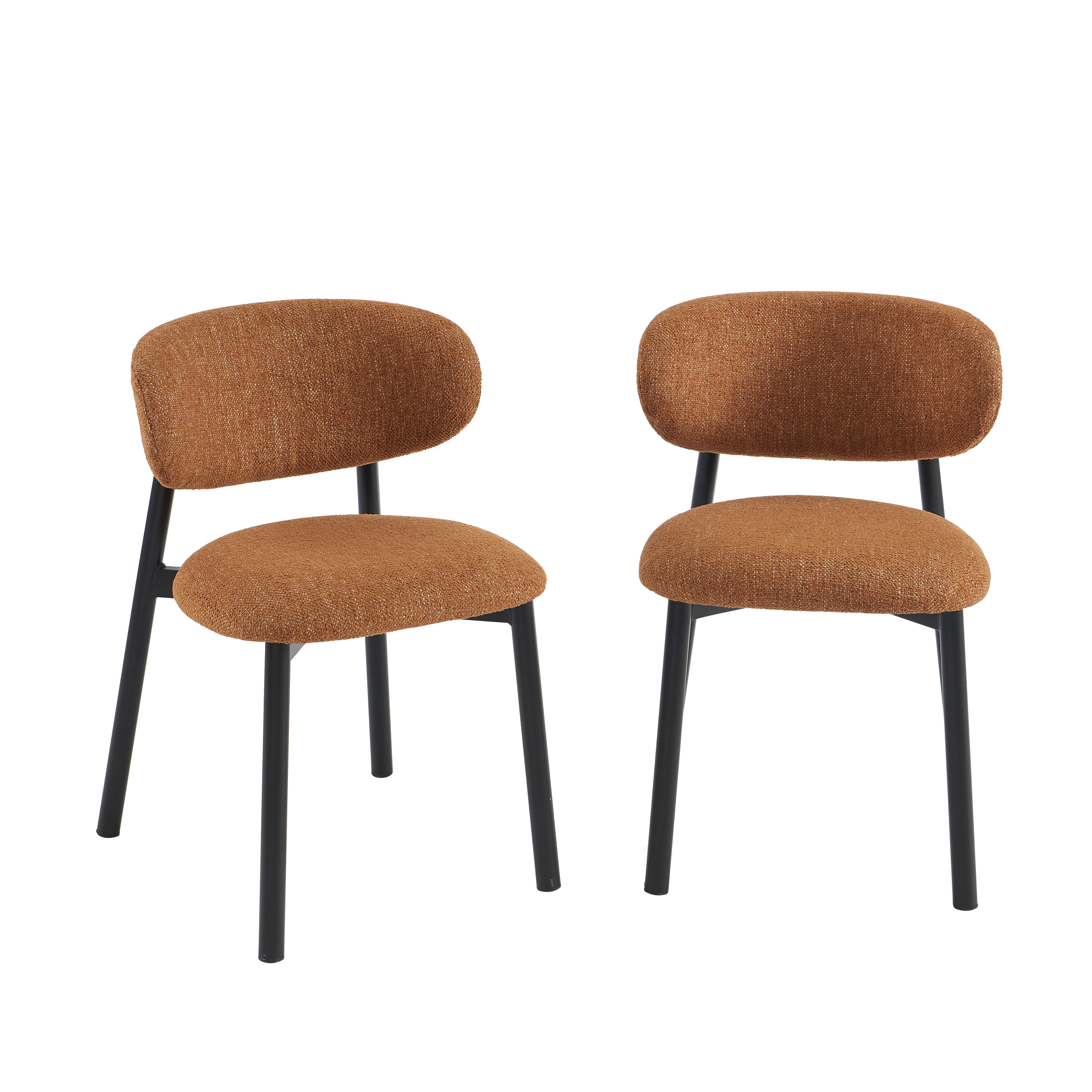 Ciara - Chaises - Bouclette - Terracotta Et Pieds Métal Noir