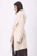 Sienna Fringed Coat - Beige - Women