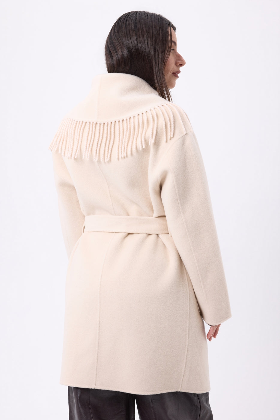 Sienna Fringed Coat - Beige - Women