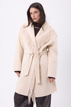 Sienna Fringed Coat - Beige - Women