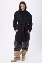 Sienna Fringed Coat - Black - Women
