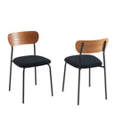 Lot De 2 Chaises Frida - Velours Côtelé Noir Pieds Métal Noir