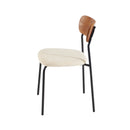 Lot De 2 Chaises Frida - Tissu Bouclette Écru Pieds Métal Noir