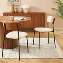 Lot De 2 Chaises Frida - Tissu Bouclette Écru Pieds Métal Noir