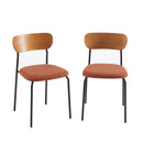 Lot De 2 Chaises Frida - Tissu Bouclette Terracotta Pieds Métal Noir