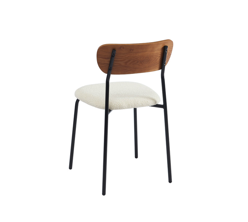 Lot De 4 Chaises Frida - Tissu Bouclette Écru Pieds Métal Noir