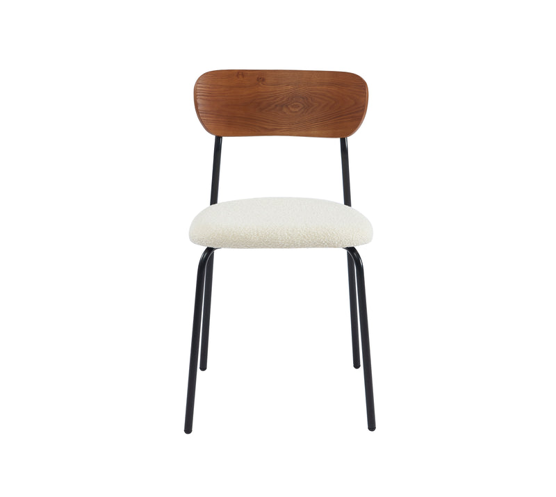 Lot De 4 Chaises Frida - Tissu Bouclette Écru Pieds Métal Noir