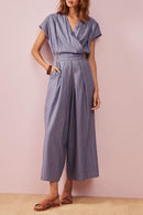 Combi Pantalon Silvie - Rayure Chambray