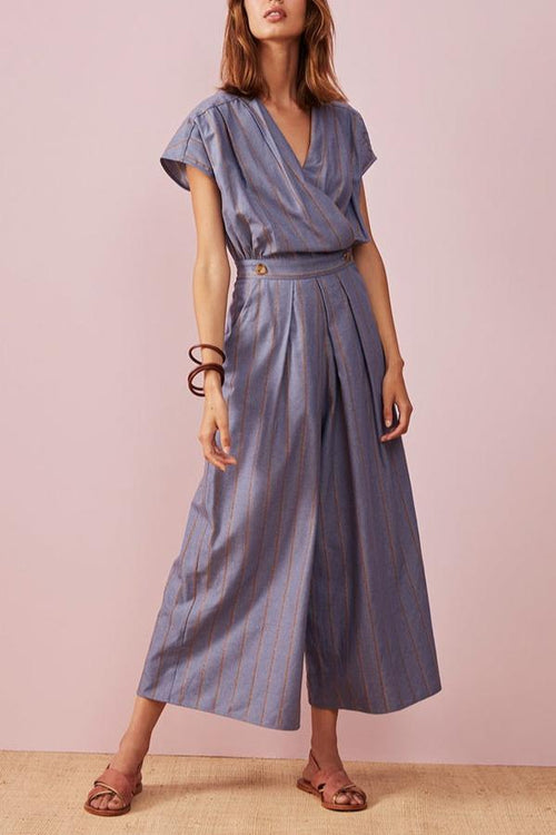 Combi Pantalon Silvie - Rayure Chambray