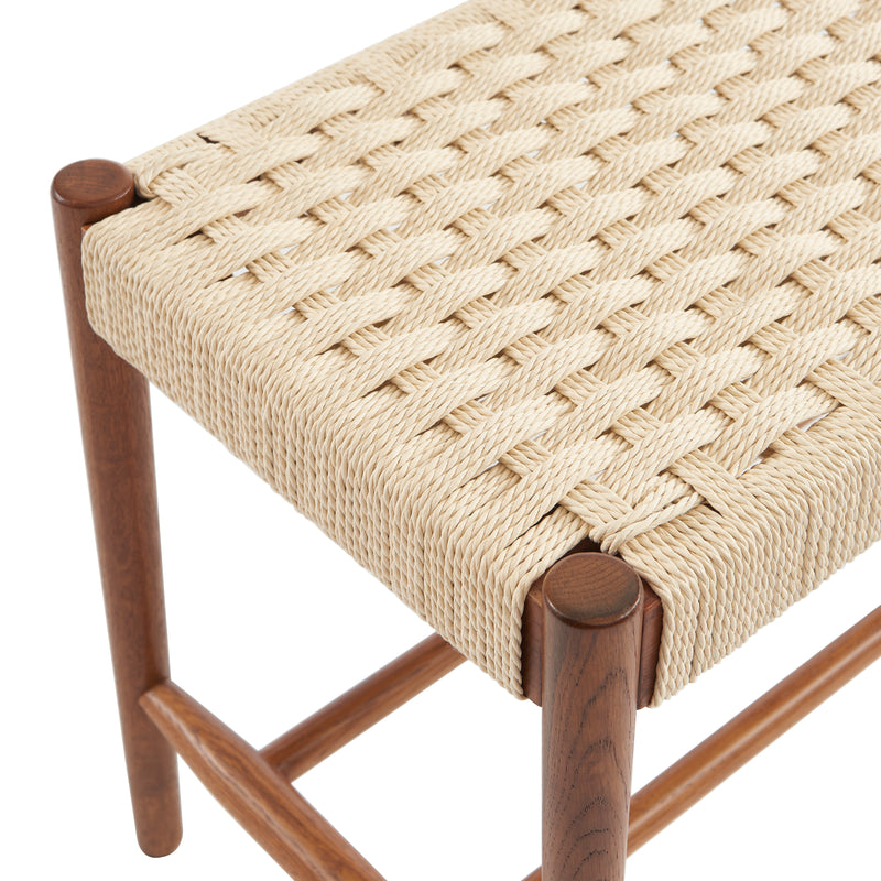 Banc Motto - Chêne Massif Couleur Noyer Et Corde