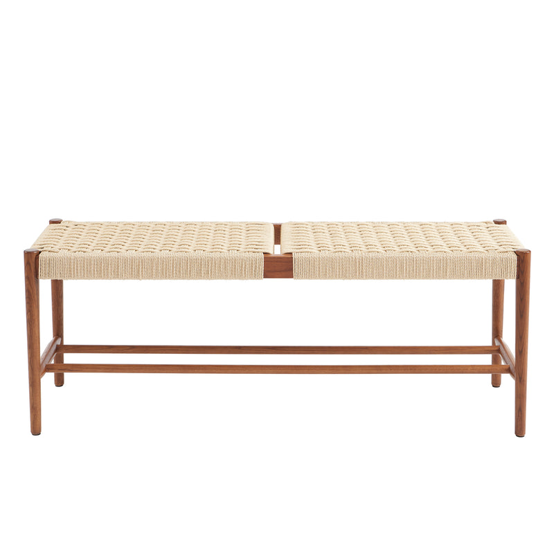 Banc Motto - Chêne Massif Couleur Noyer Et Corde