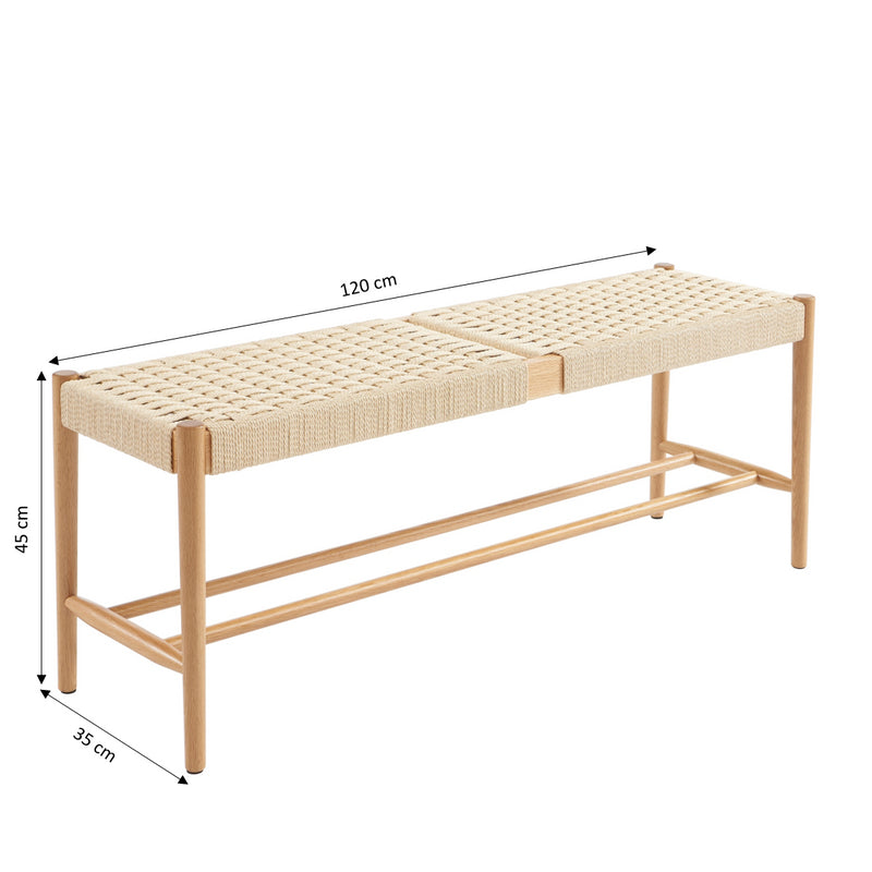 Banc Motto - Chêne Massif Et Corde