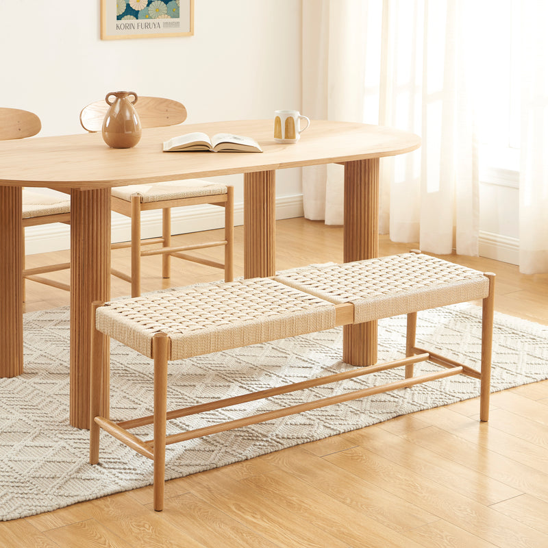 Banc Motto - Chêne Massif Et Corde