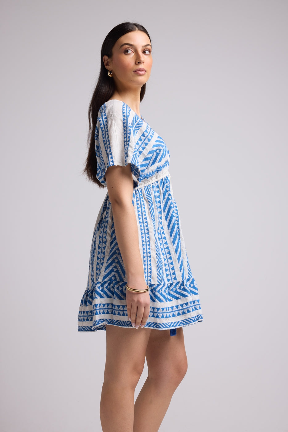 Vestido Corto - Sissi Short - Blanco Azul