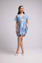 Vestido Corto - Sissi Short - Blanco Azul