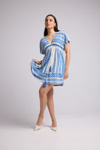 Vestido Corto - Sissi Short - Blanco Azul