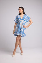 Vestido Corto - Sissi Short - Blanco Azul