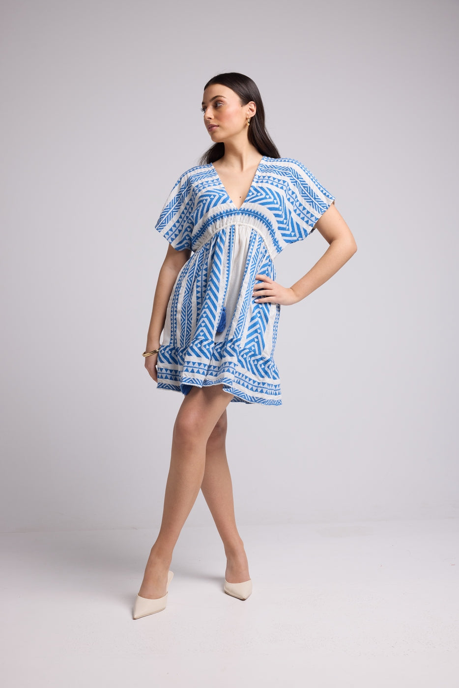 Vestido Corto - Sissi Short - Blanco Azul