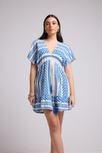 Vestido Corto - Sissi Short - Blanco Azul