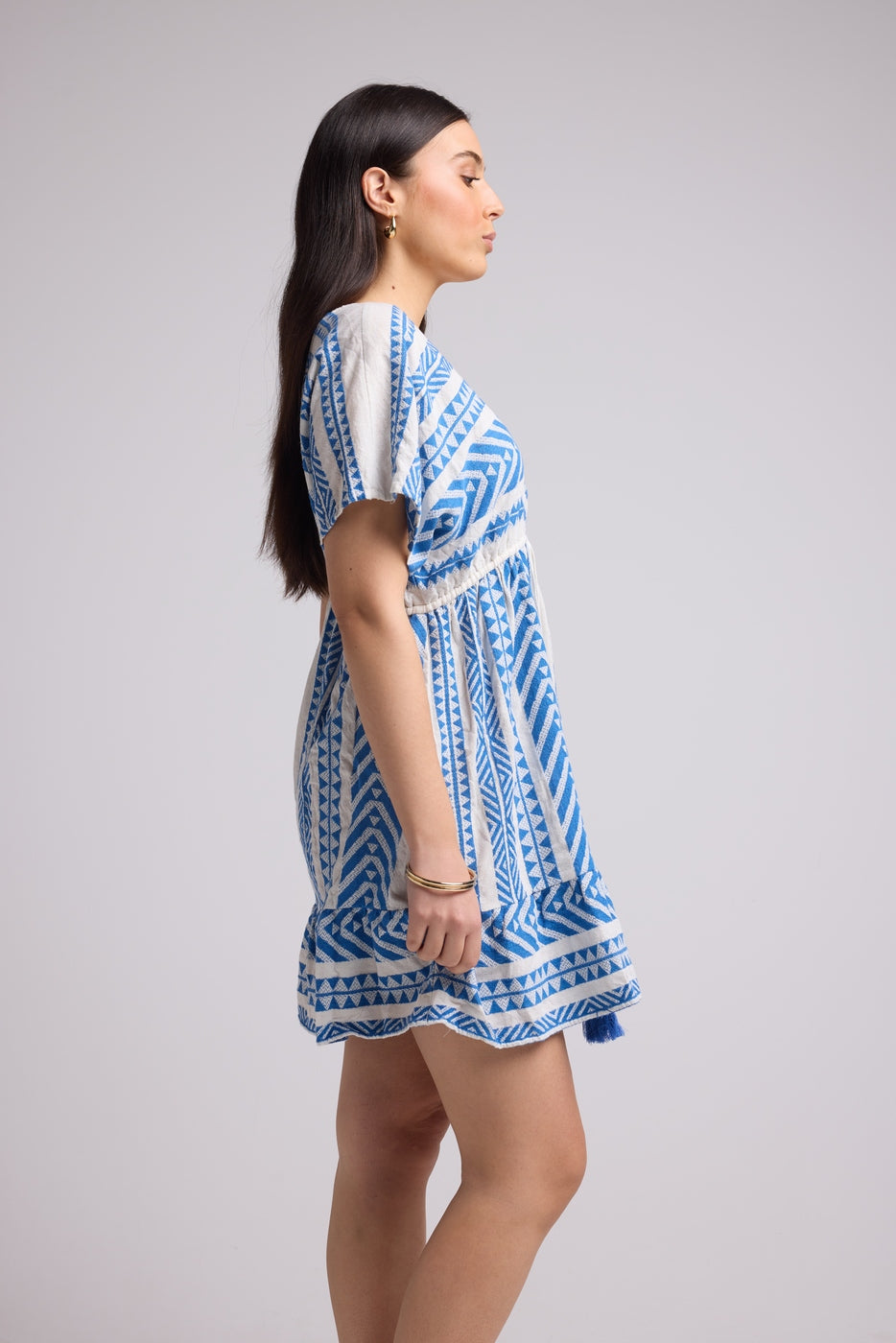 Vestido Corto - Sissi Short - Blanco Azul