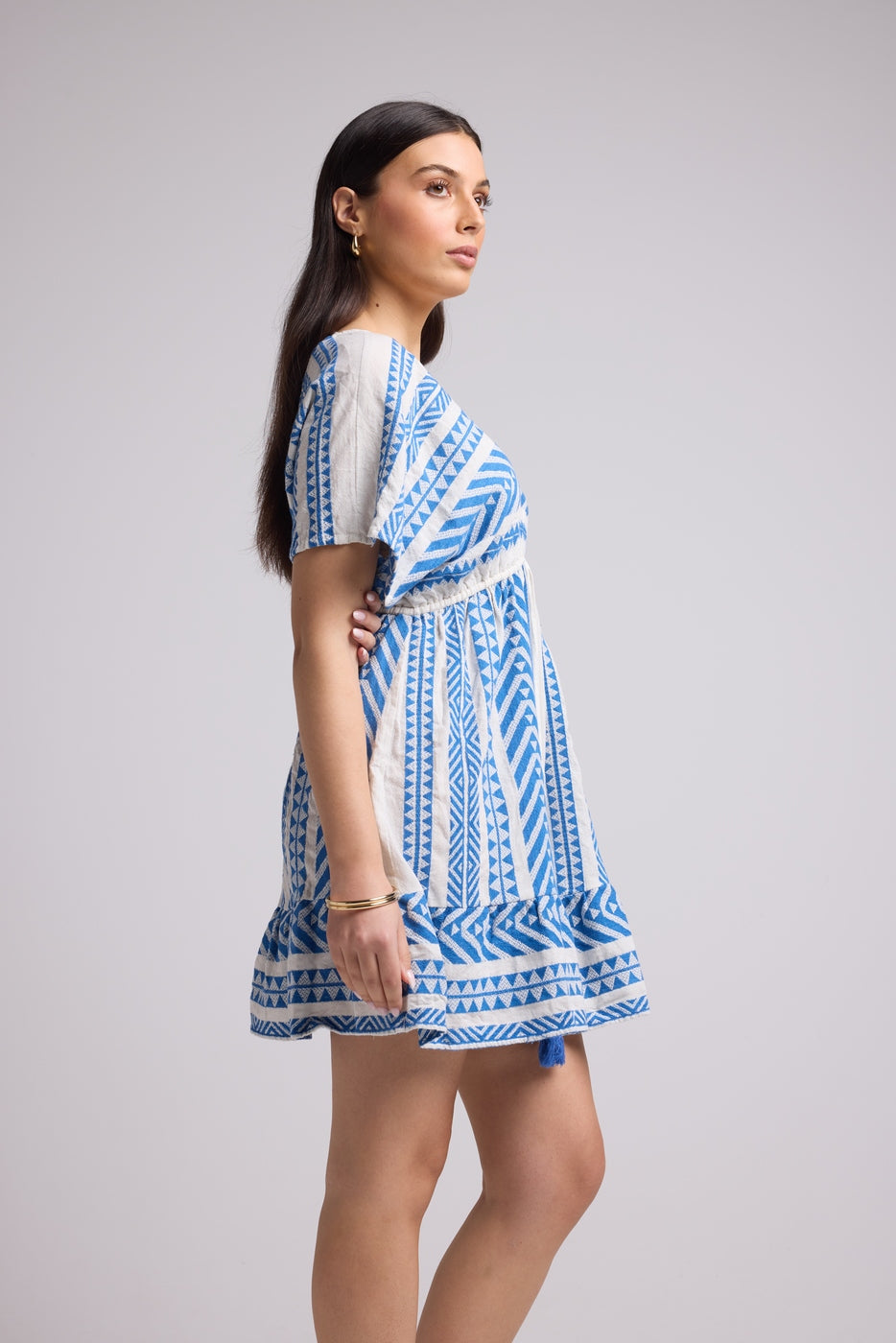 Vestido Corto - Sissi Short - Blanco Azul