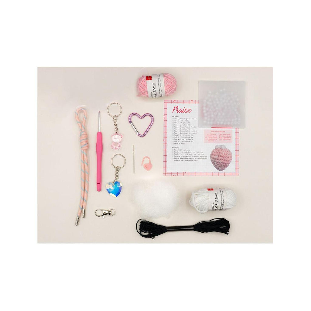 Kit de ganchillo para principiantes - Charms para bolsos - Glam Pink