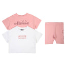 Pack De 2 T-Shirts Et Short Cycliste Ellesse Fille - Blanc/Rose