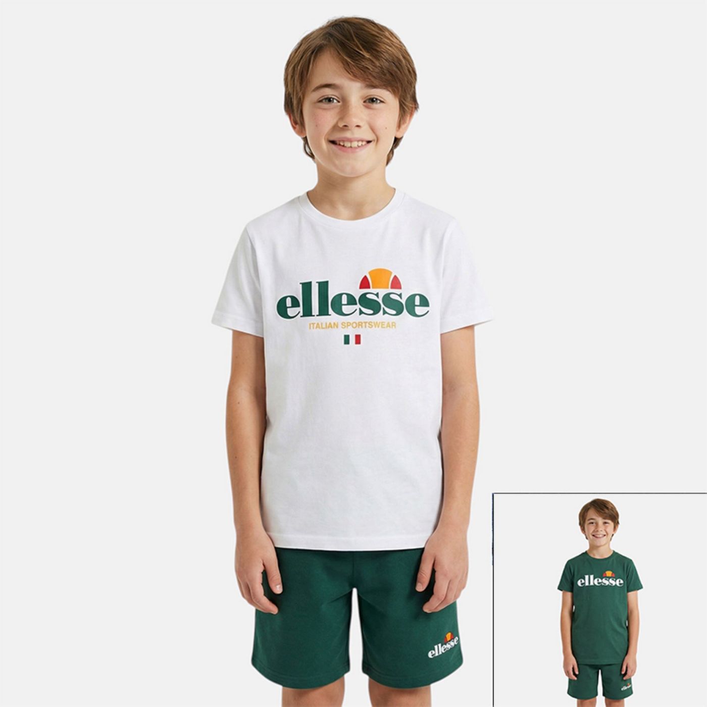 Pack De 2 T-Shirts Et Short Ellesse Garcon - Blanc/Vert