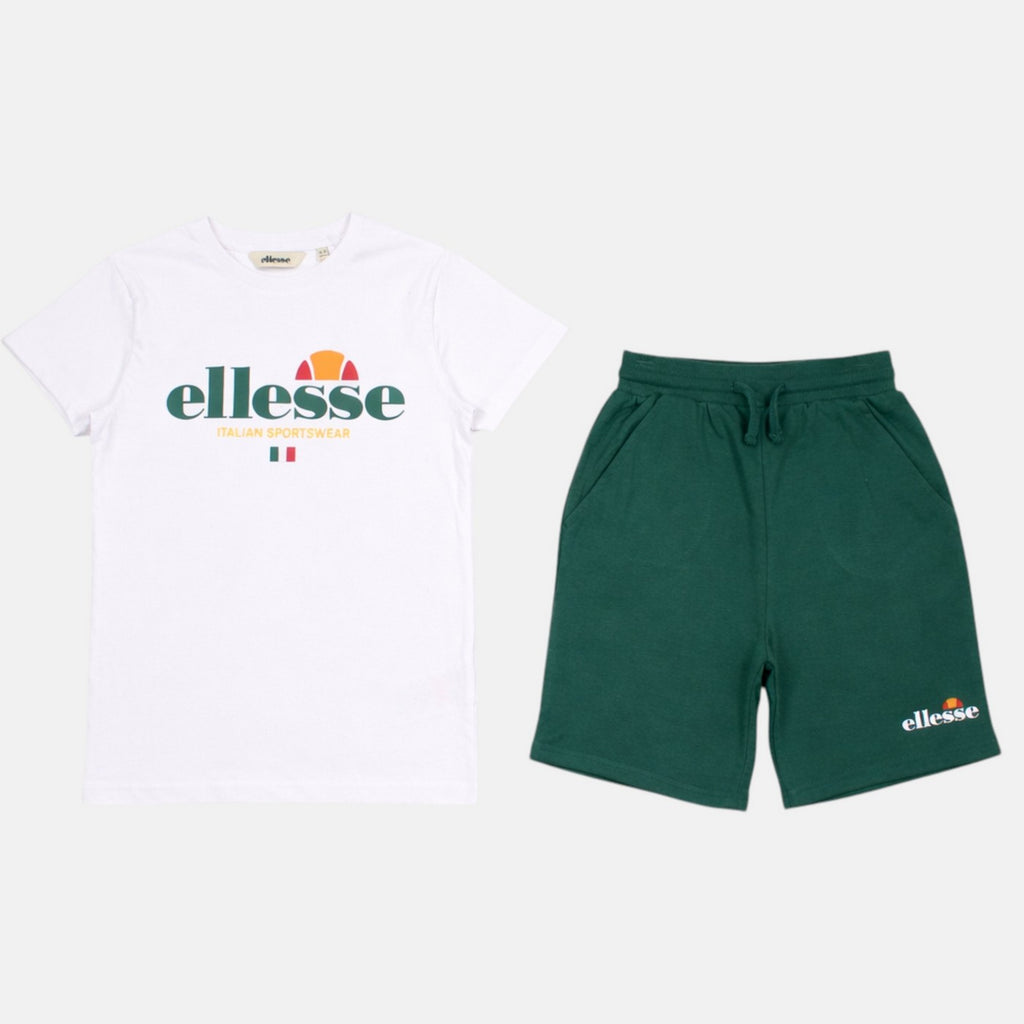Pack of 2 Ellesse Boys' T-Shirts and Shorts - White/Green
