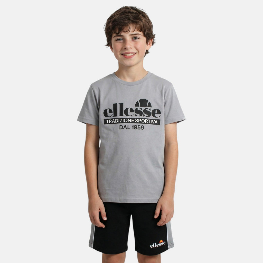 Pack de 2 Camisetas y Pantalones Cortos Ellesse Niño Gris/Blanco