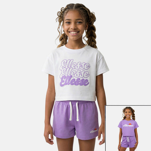 Pack De 2 T-Shirts Et Short Ellesse Fille - Violet/Blanc